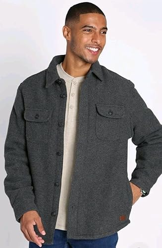 JACHS New York Men's Wool Blend Quilted Shirt Jacket Lined Plaid Flannel
