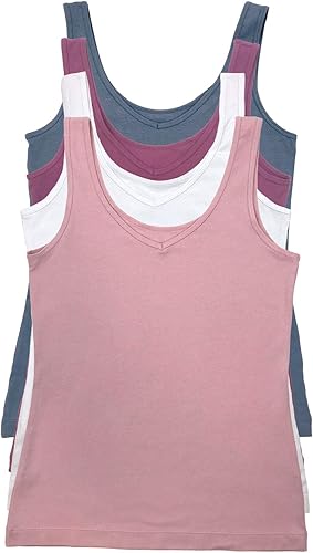 Felina Reversible Cotton Modal Tank Top 4-Pack | Soft & Versatile Summer Essentials | Size M
