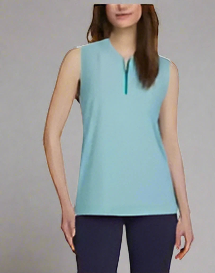 Lands' End Ladies' Active Quarter Zip Sleeveless Polo Tops – Breathable, Lightweight & Comfortable
