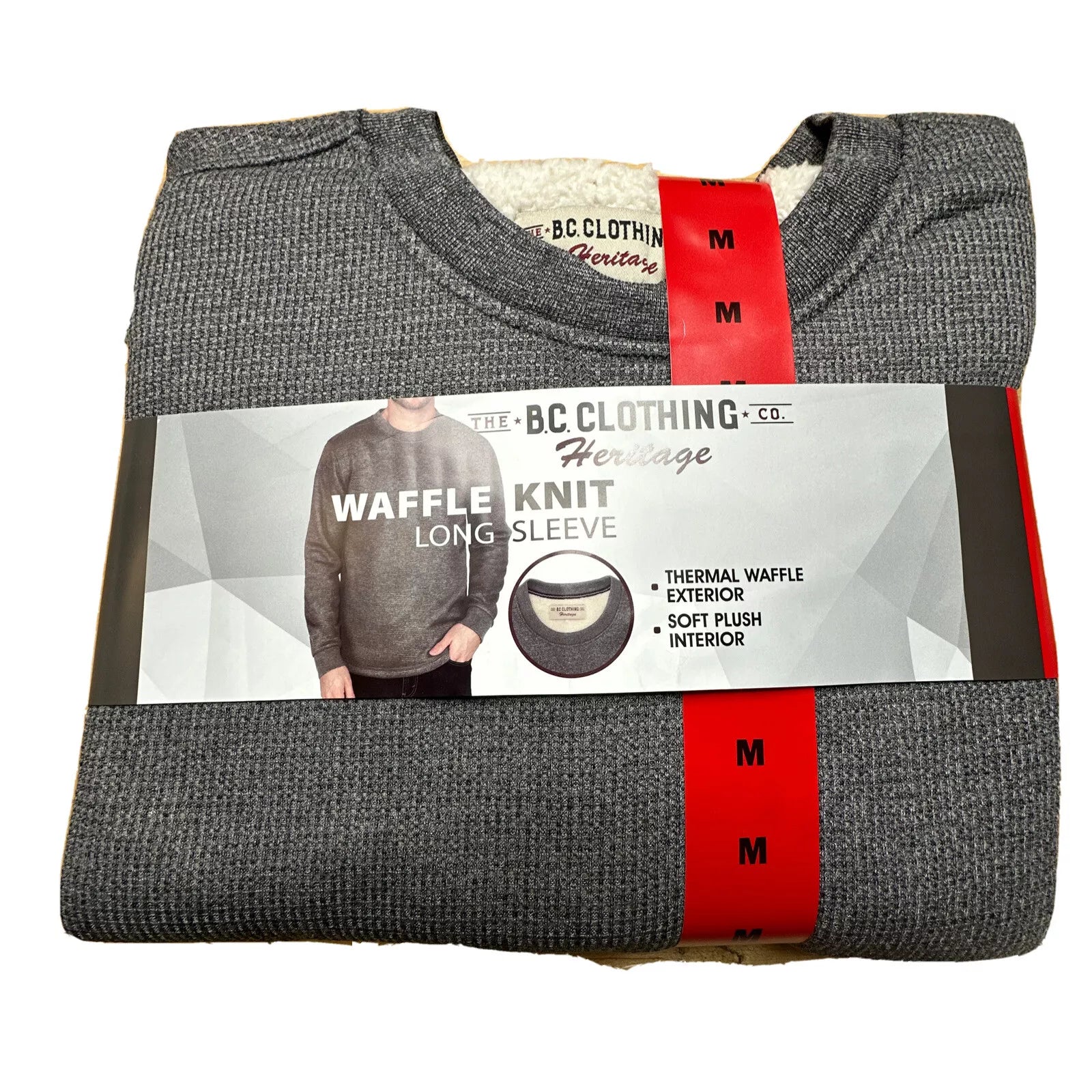 BC Clothing Men's Long Sleeve Waffle Crew | Cozy Thermal Top | Perfect for Layering