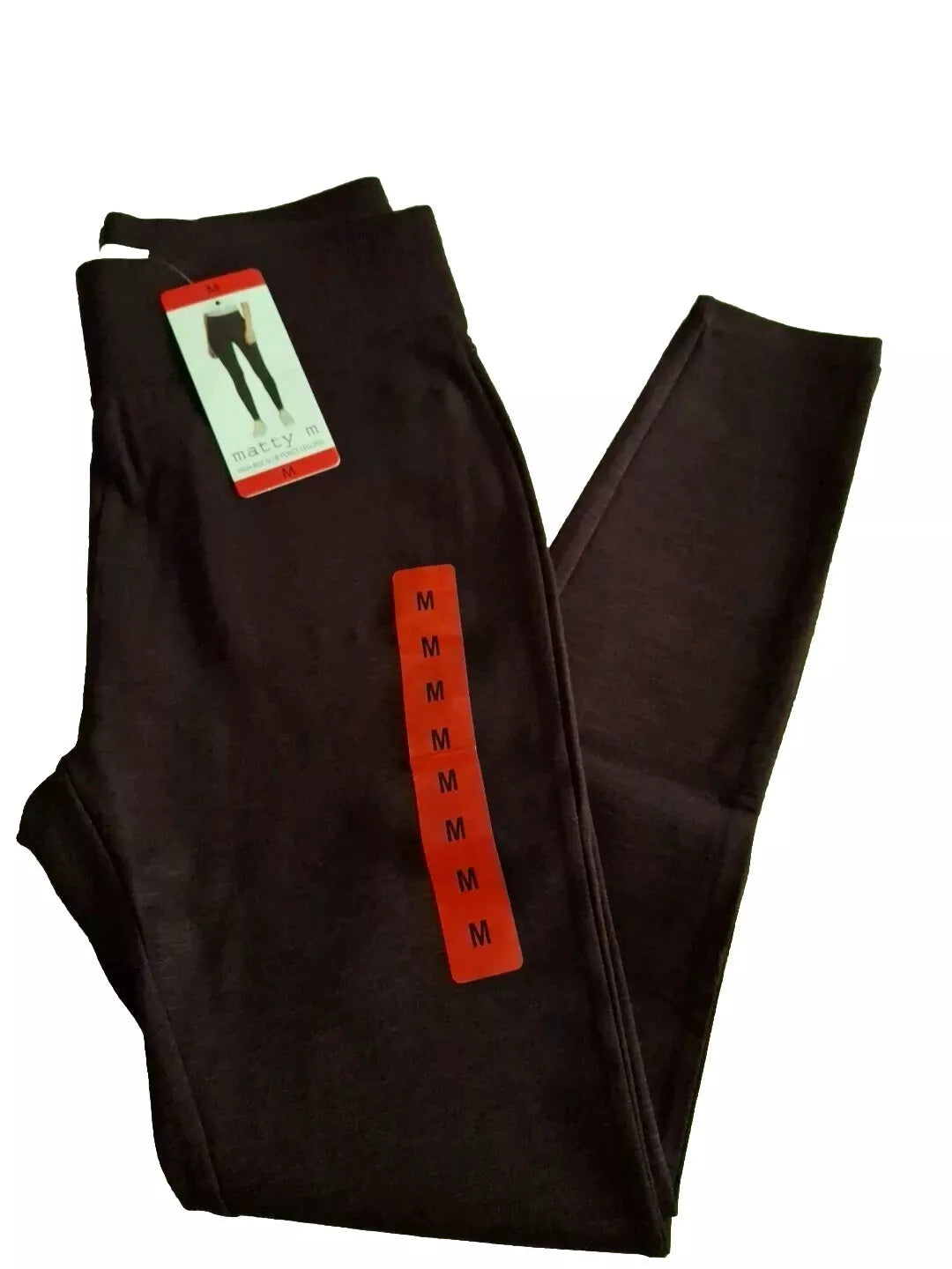 Matty M Women's High Rise Ponte Slub Slimming Leggings - Black, Size S