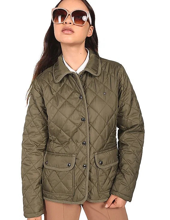 Tommy Hilfiger Women’s Quilted Long Sleeve Jacket - Solid Construction