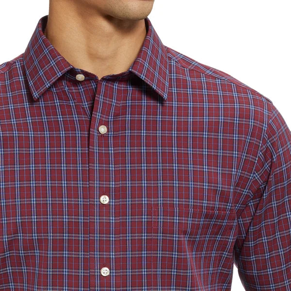 Kirkland Signature Men’s Tailored Fit Dress Shirt, Red/Blue Plaid