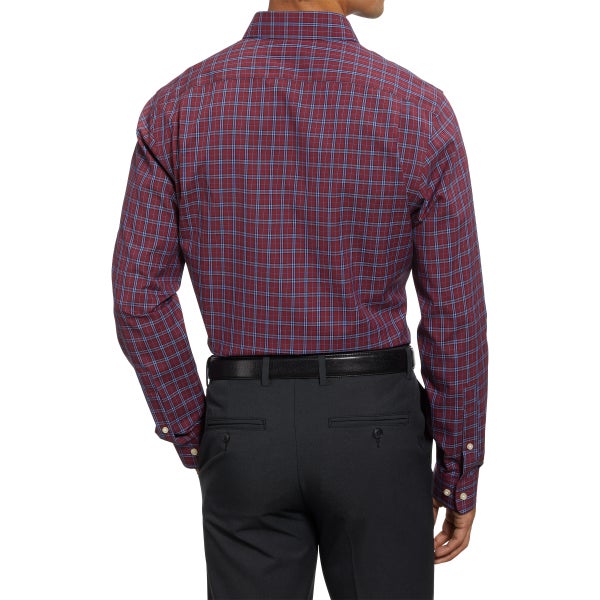 Kirkland Signature Men’s Tailored Fit Dress Shirt, Red/Blue Plaid