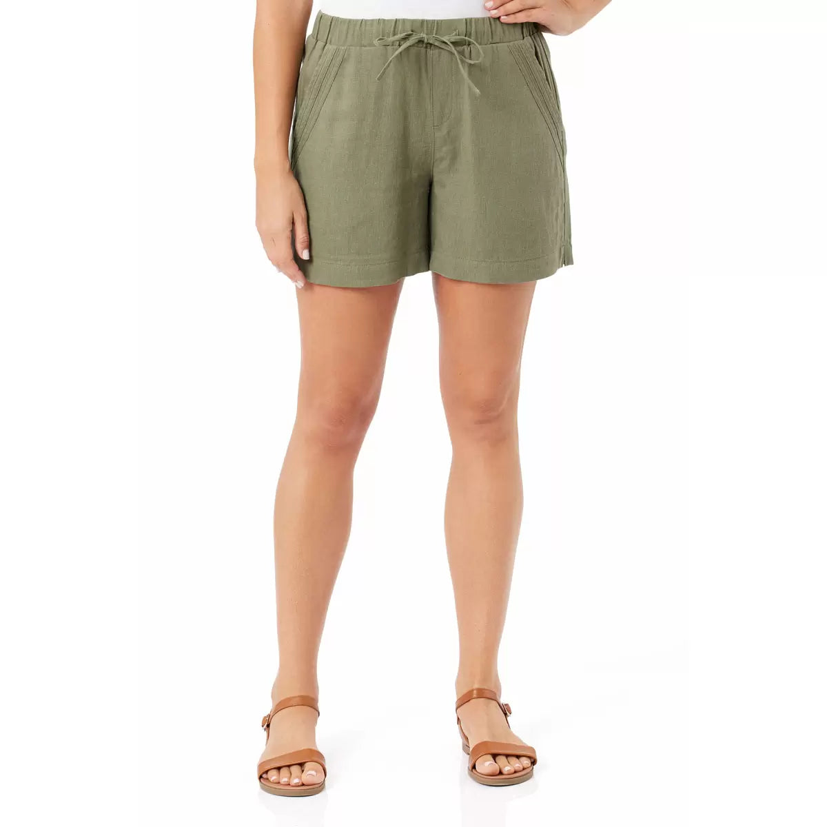 Women's Briggs Pull-On Shorts Linen Rayon Blend Elastic Waist