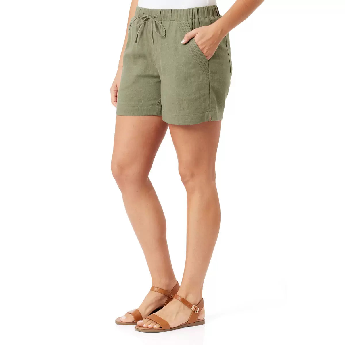 Women's Briggs Pull-On Shorts Linen Rayon Blend Elastic Waist