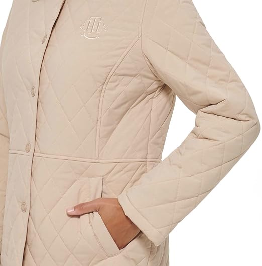 Tommy Hilfiger Women’s Quilted Long Sleeve Jacket - Solid Construction