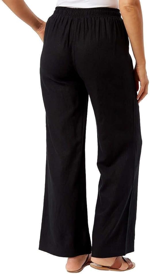 Briggs Ladies' Linen Blend Pull-On Pant - Medium - Regular - Black