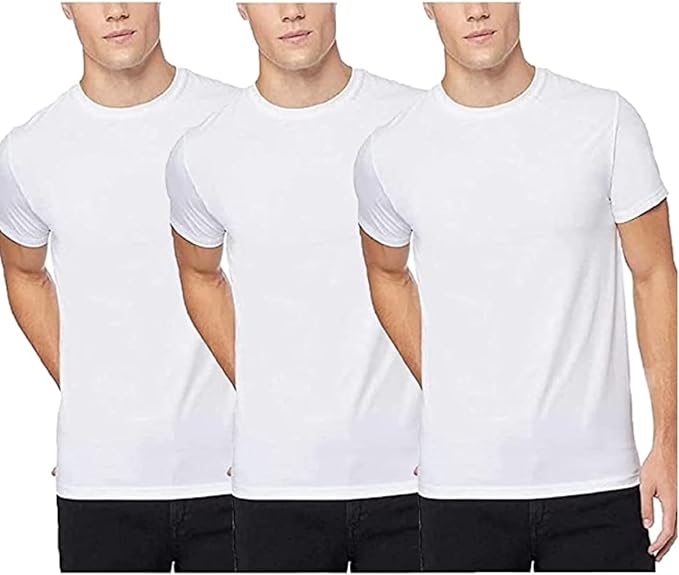 32 Degrees Men’s 3-Pack White Crew Neck T-Shirts - Soft Cotton Blend, Moisture-Wicking, Breathable