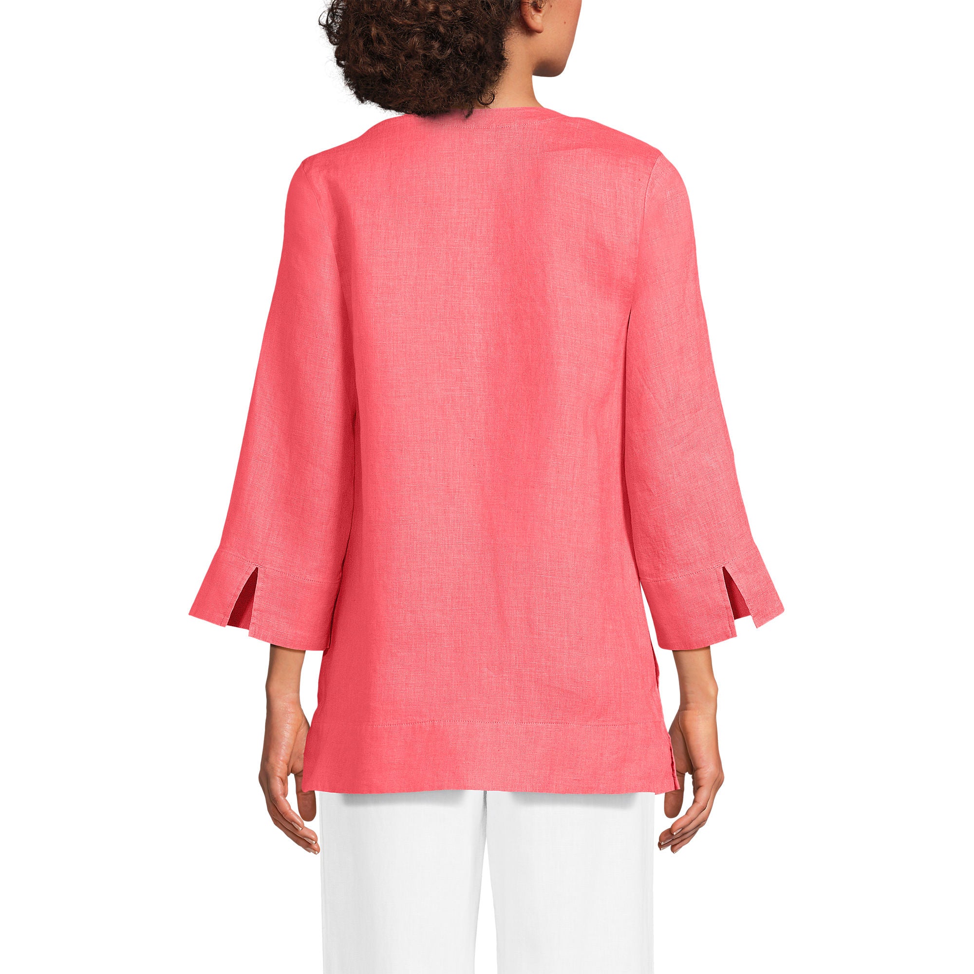 Land's End Women's Linen Split Neck Tunic Top - Stylish, Lightweight, and Comfortable