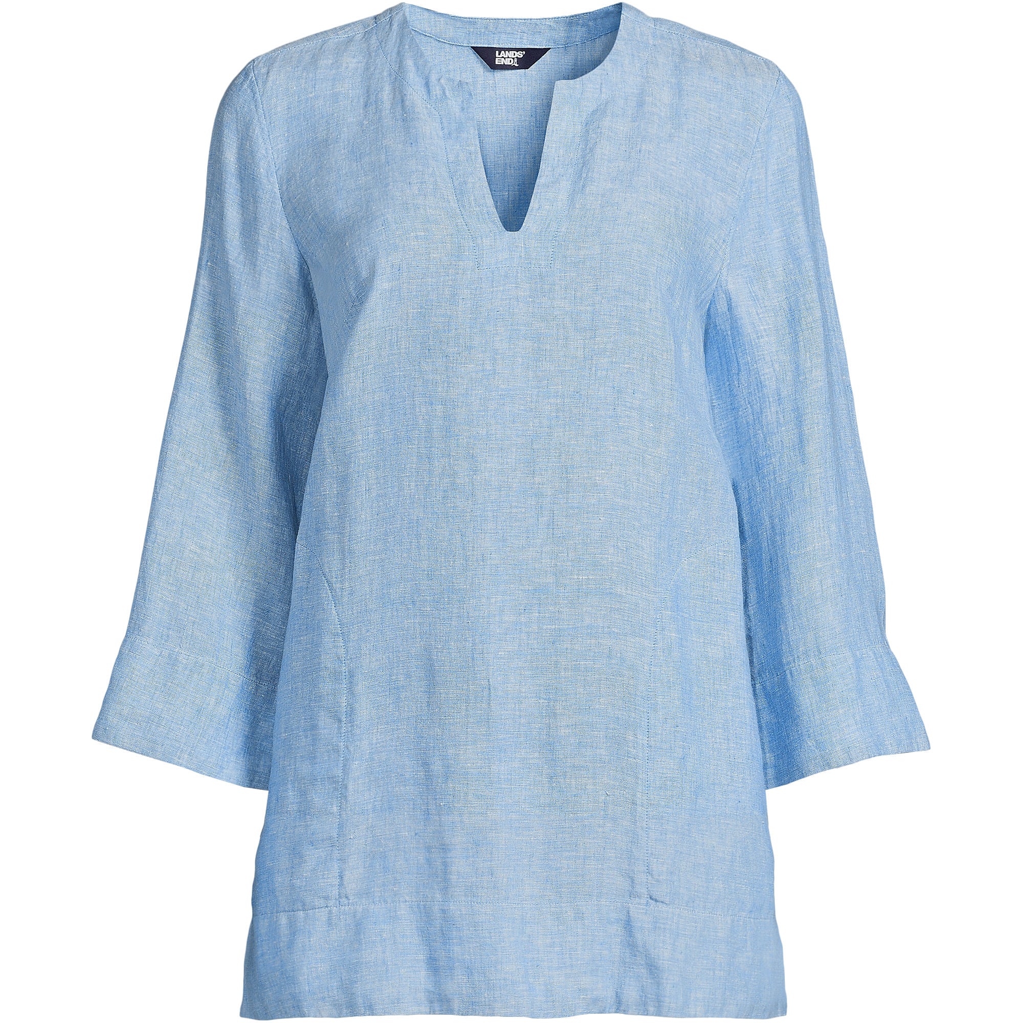 Land's End Women's Linen Split Neck Tunic Top - Stylish, Lightweight, and Comfortable