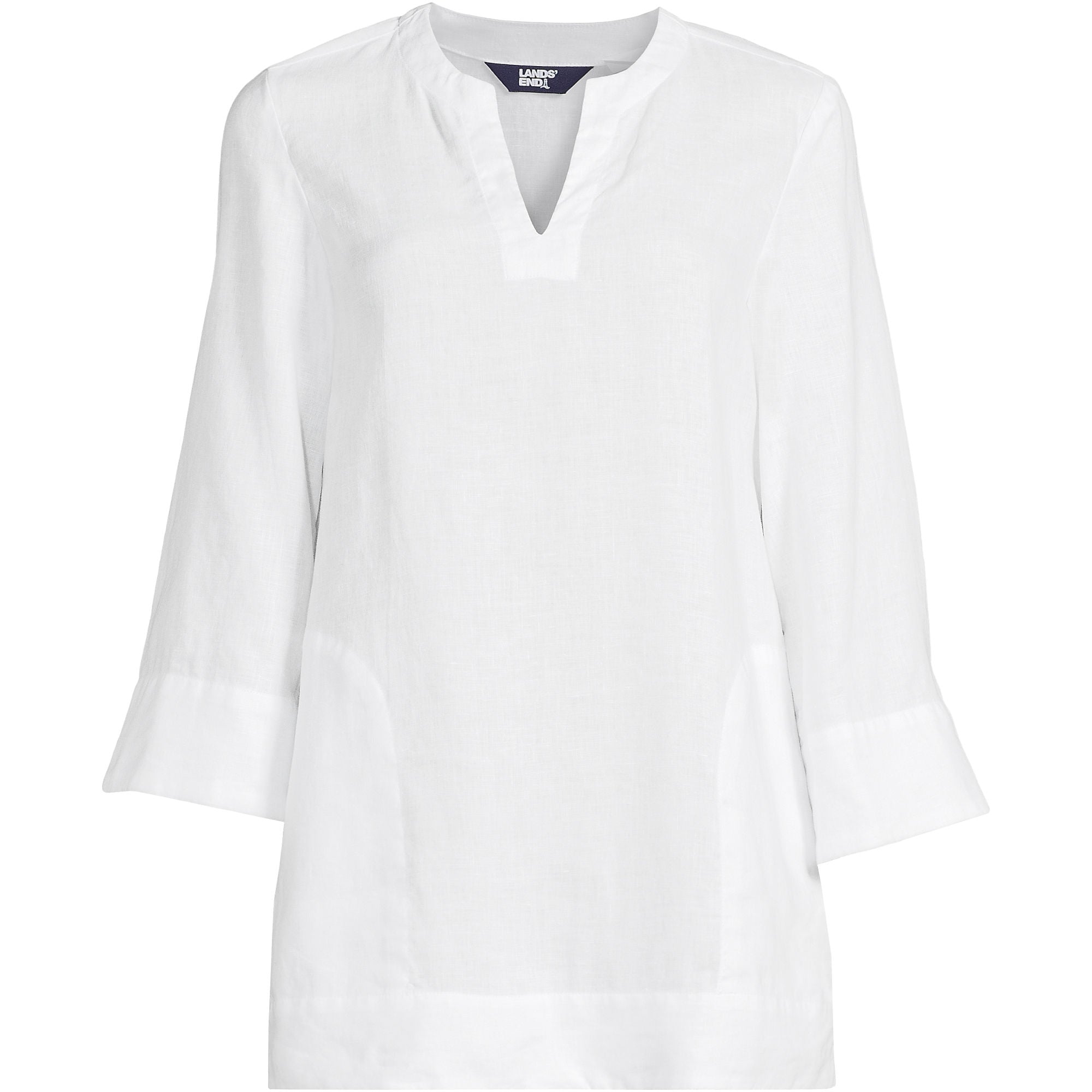 Land's End Women's Linen Split Neck Tunic Top - Stylish, Lightweight, and Comfortable