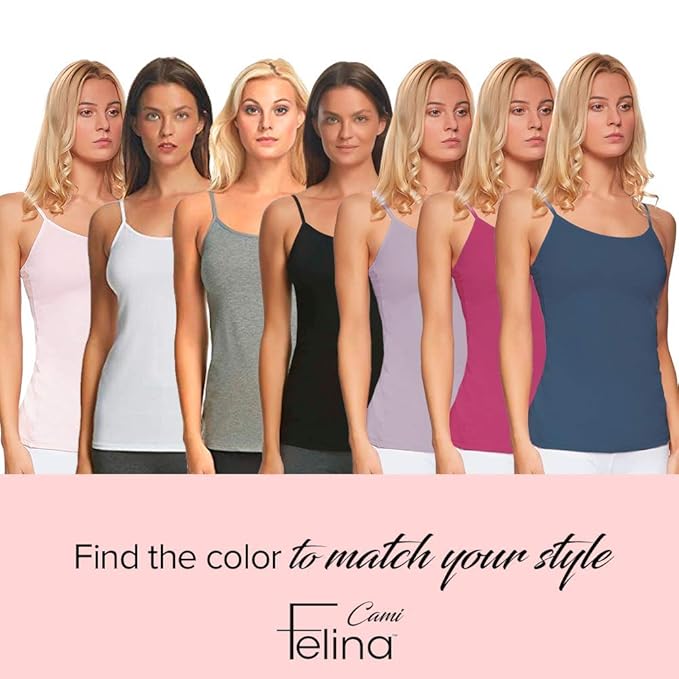 Felina Women's Cotton Modal Tank Top 3-Pack - Adjustable Straps, Moisture-Wicking Cami