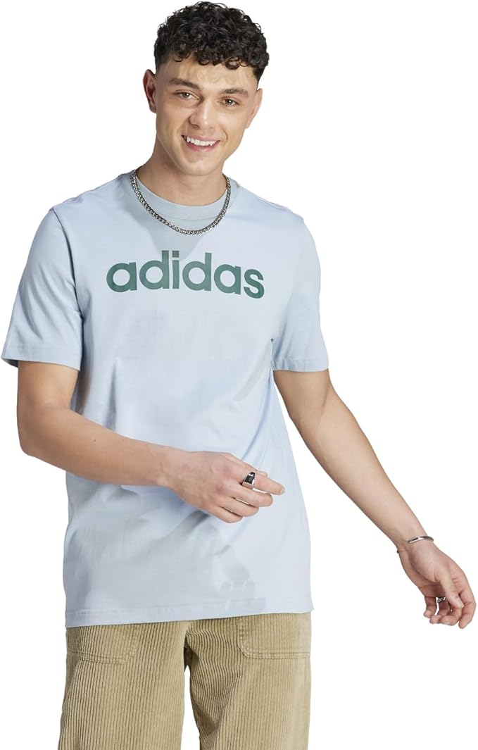 Adidas Men's Linear Logo T-Shirt Short Sleeve Crew Neck