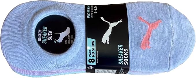 PUMA Ladies Sneaker Liner Socks - 8-Pair Pack - Cushioned, Moisture-Wicking, No-Show