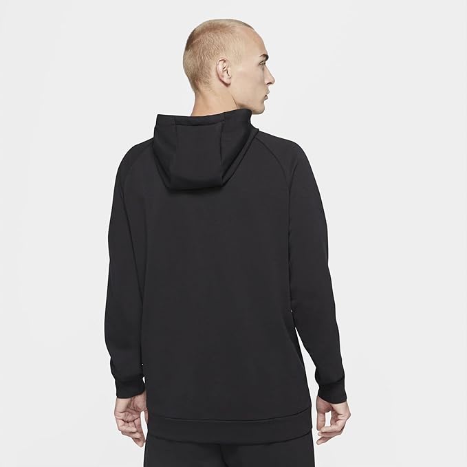 Nike Dri-Fit Men's Black Hoodie Sweatshirt - White Swoosh Logo