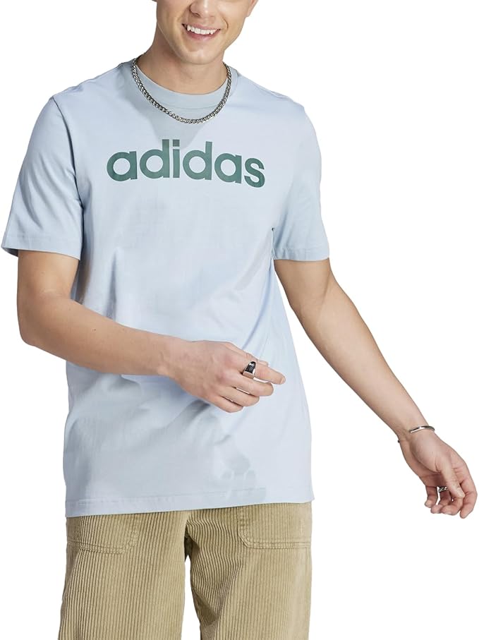 Adidas Men's Linear Logo T-Shirt Short Sleeve Crew Neck