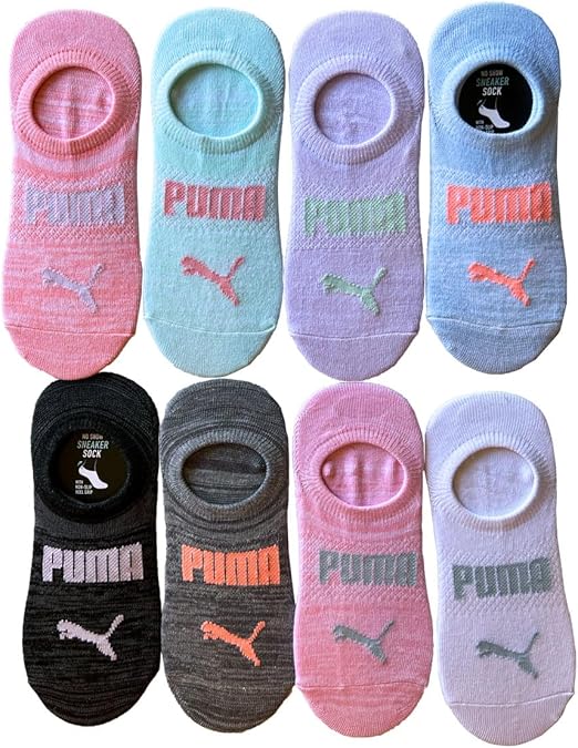 PUMA Ladies Sneaker Liner Socks - 8-Pair Pack - Cushioned, Moisture-Wicking, No-Show