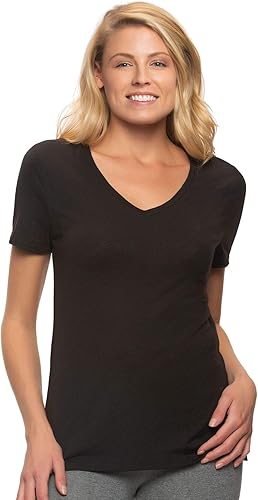 Felina Women's Slub Jersey V-Neck Tee Short Sleeve