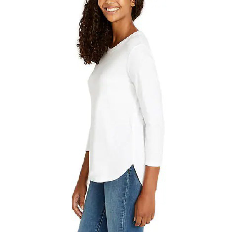 Kirkland Signature Women's 3/4 Sleeve Slub Tee – Casual Comfort in Lightweight Cotton Blend