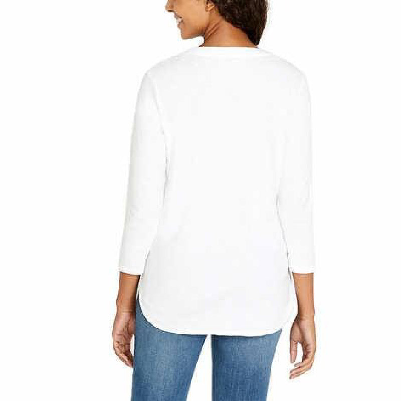 Kirkland Signature Women's 3/4 Sleeve Slub Tee – Casual Comfort in Lightweight Cotton Blend