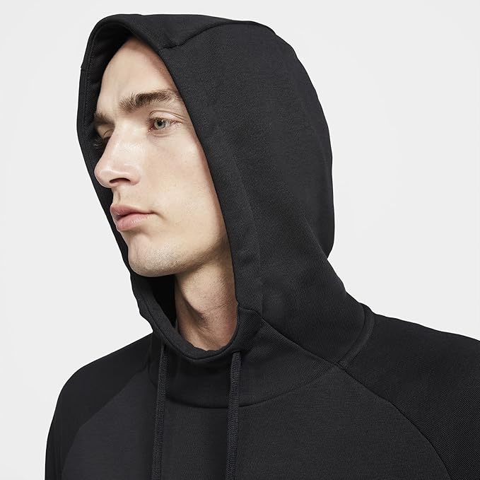 Nike Dri-Fit Men's Black Hoodie Sweatshirt - White Swoosh Logo