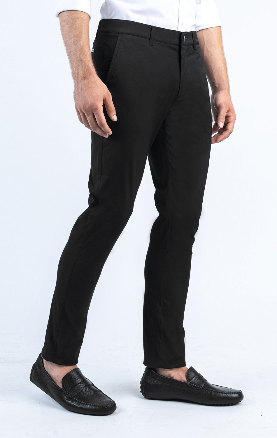 Men's Black Performance Dress Pants – Stretch Tailored Slacks for All-Day Comfort