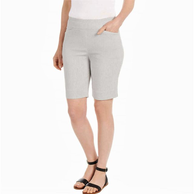 Hilary Radley Women's Stretch Bermuda Shorts - Lightweight Comfort, Elastic Waist, Pockets