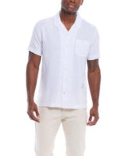 Weatherproof Vintage Men's Linen-Cotton Short Sleeve WoveN- Lightweight, Button-Down