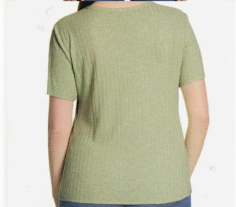 Vintage America Women's Crew Neck Slub Ribbed Tee - Casual Ribbed Knit Top