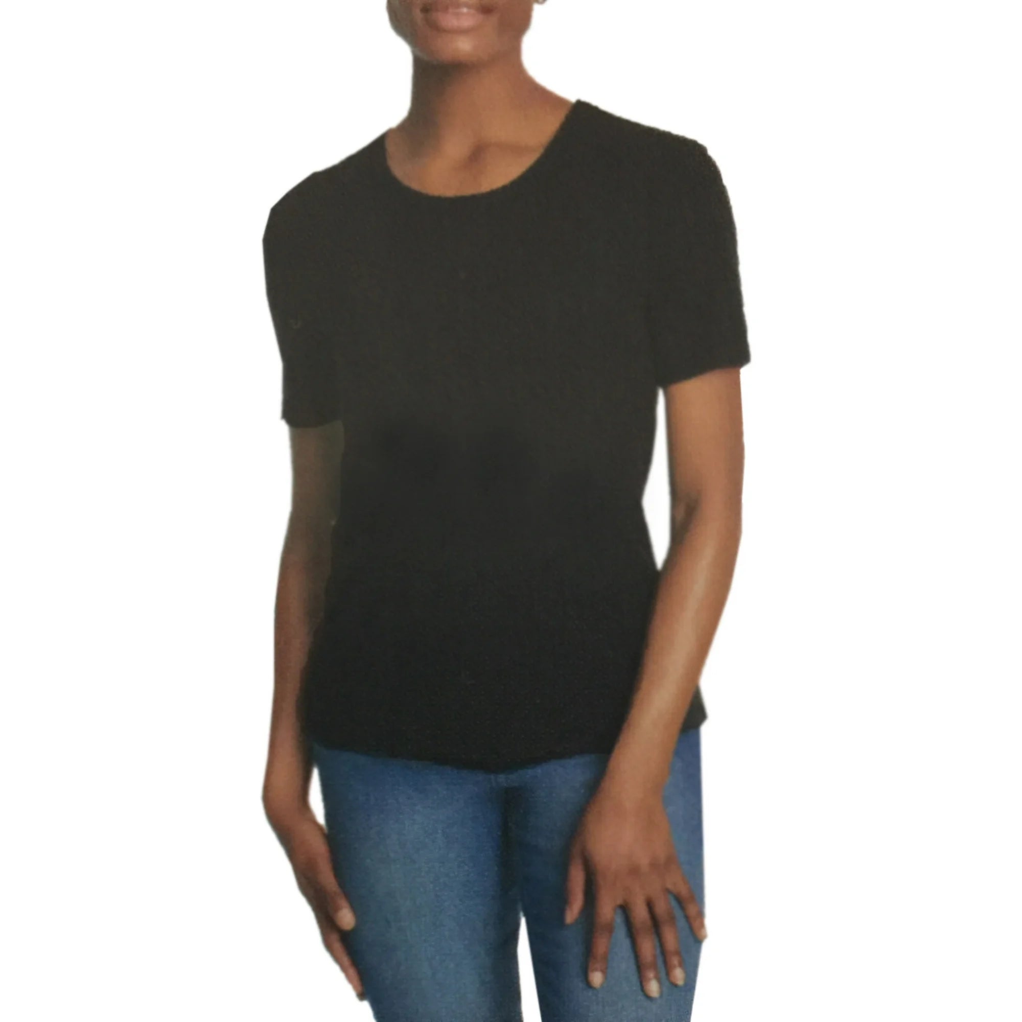 Vintage America Women's Crew Neck Slub Ribbed Tee - Casual Ribbed Knit Top