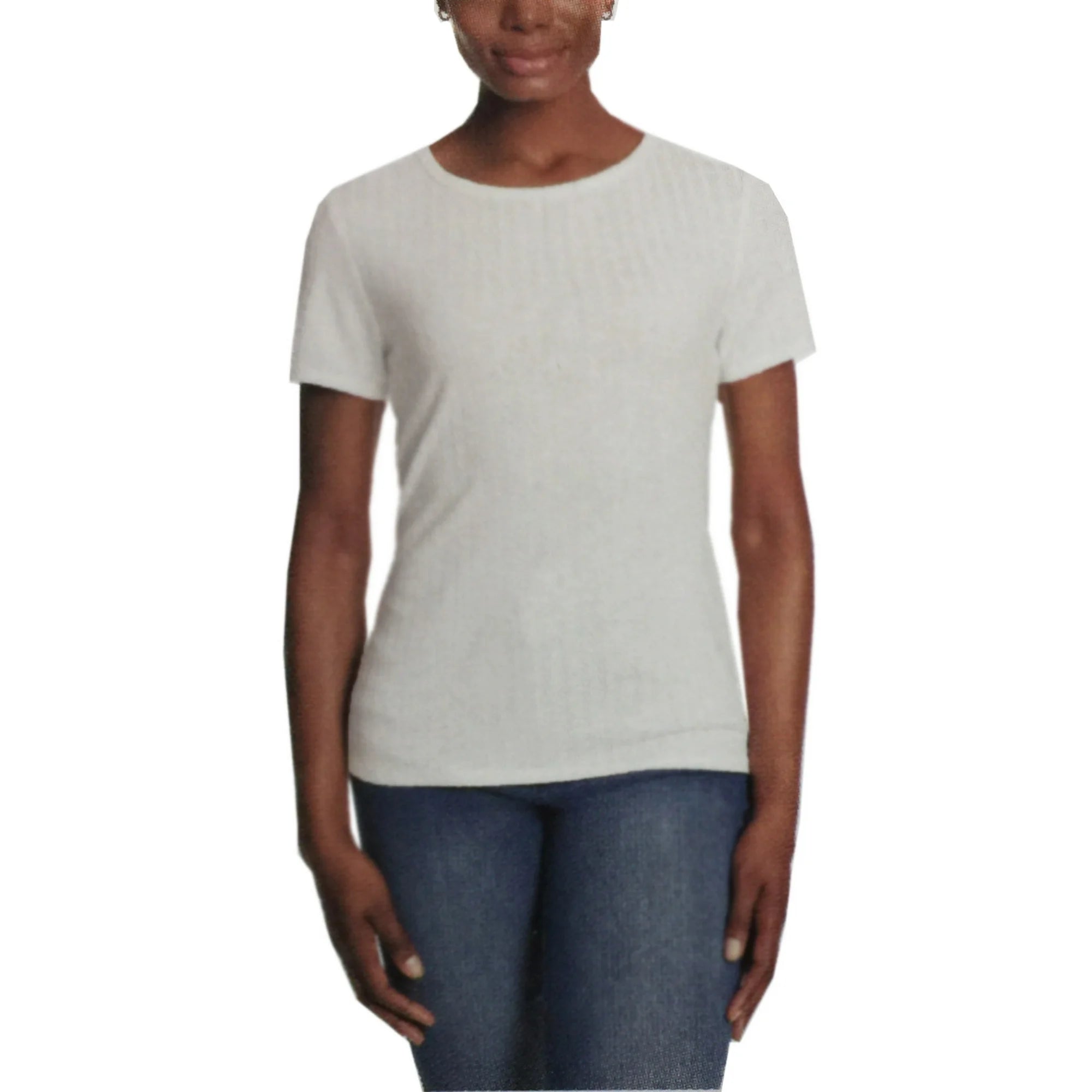 Vintage America Women's Crew Neck Slub Ribbed Tee - Casual Ribbed Knit Top
