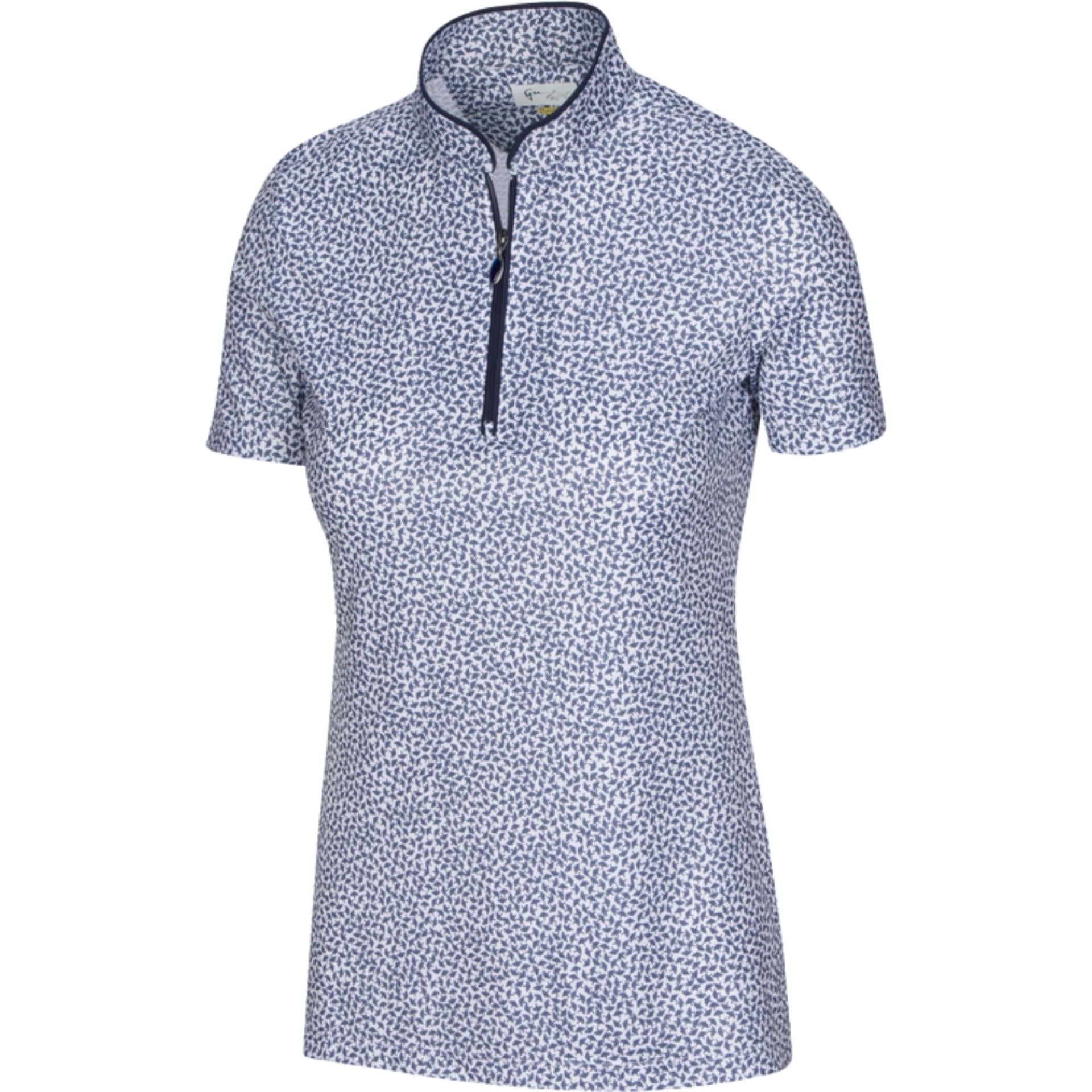 Greg Norman Women's Umbrella Print Zip Polo Golf Shirt – Stylish & Comfortable Performance Top