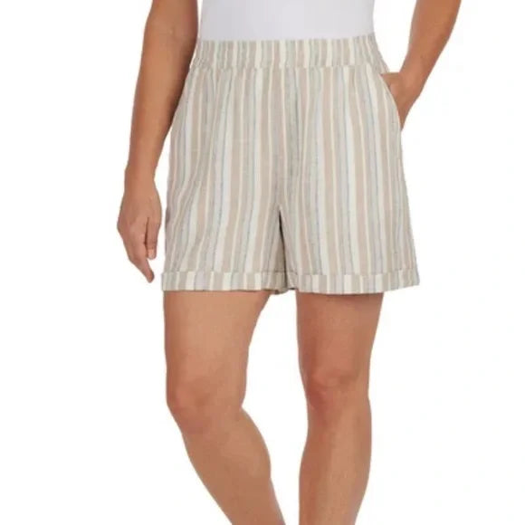 Frank And Oak Women’s Linen Blend High-Waist Shorts - Breathable, Lightweight Summer Style