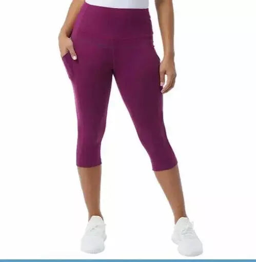 32 Degrees Cool Women's Plum Caspia Active Crop Legging with Pockets