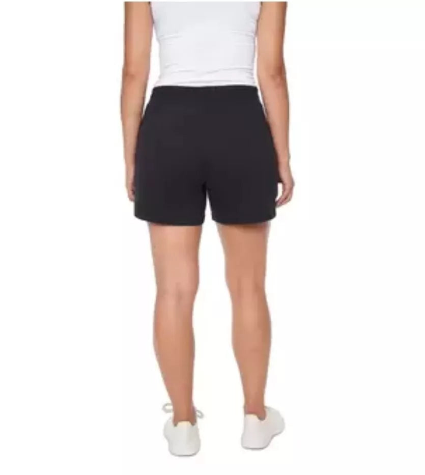 Champion Women's French Terry Sueded Shorts - High Rise, Side Pockets, Black