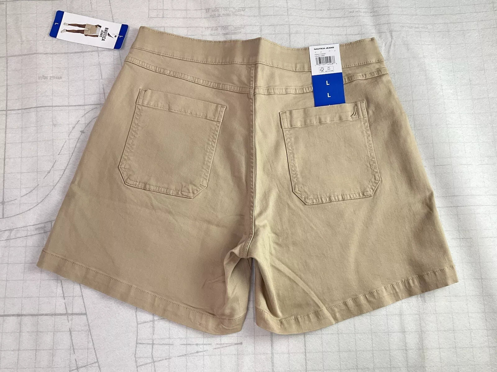 Nautica Women's Beige Chino Stretch Pull-On Shorts with Pockets