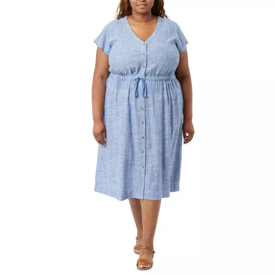 Briggs Women's A-Line Button-Front Dress with Side Pockets Briggs Women's A-Line Button-Front Dress with Side Pockets
