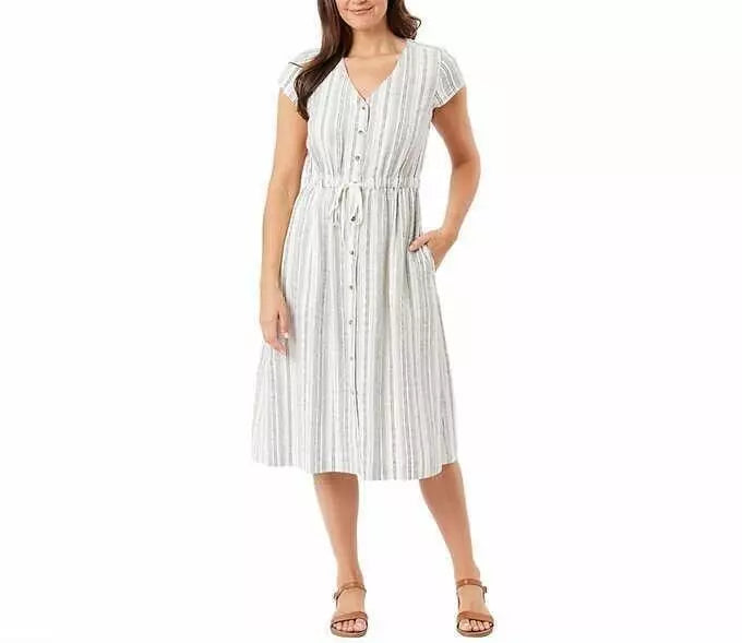 Briggs Women's A-Line Button-Front Dress with Side Pockets