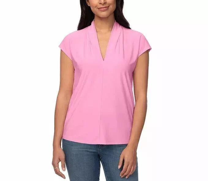 Buffalo David Bitton Ladies' V-Neck Short Sleeve Blouse – XS, S, M, L, XL