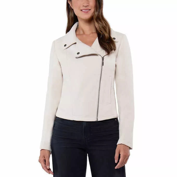 Matty M Ladies' Knit Moto Jacket - Tan (Natural) Small, Stylish Biker Design