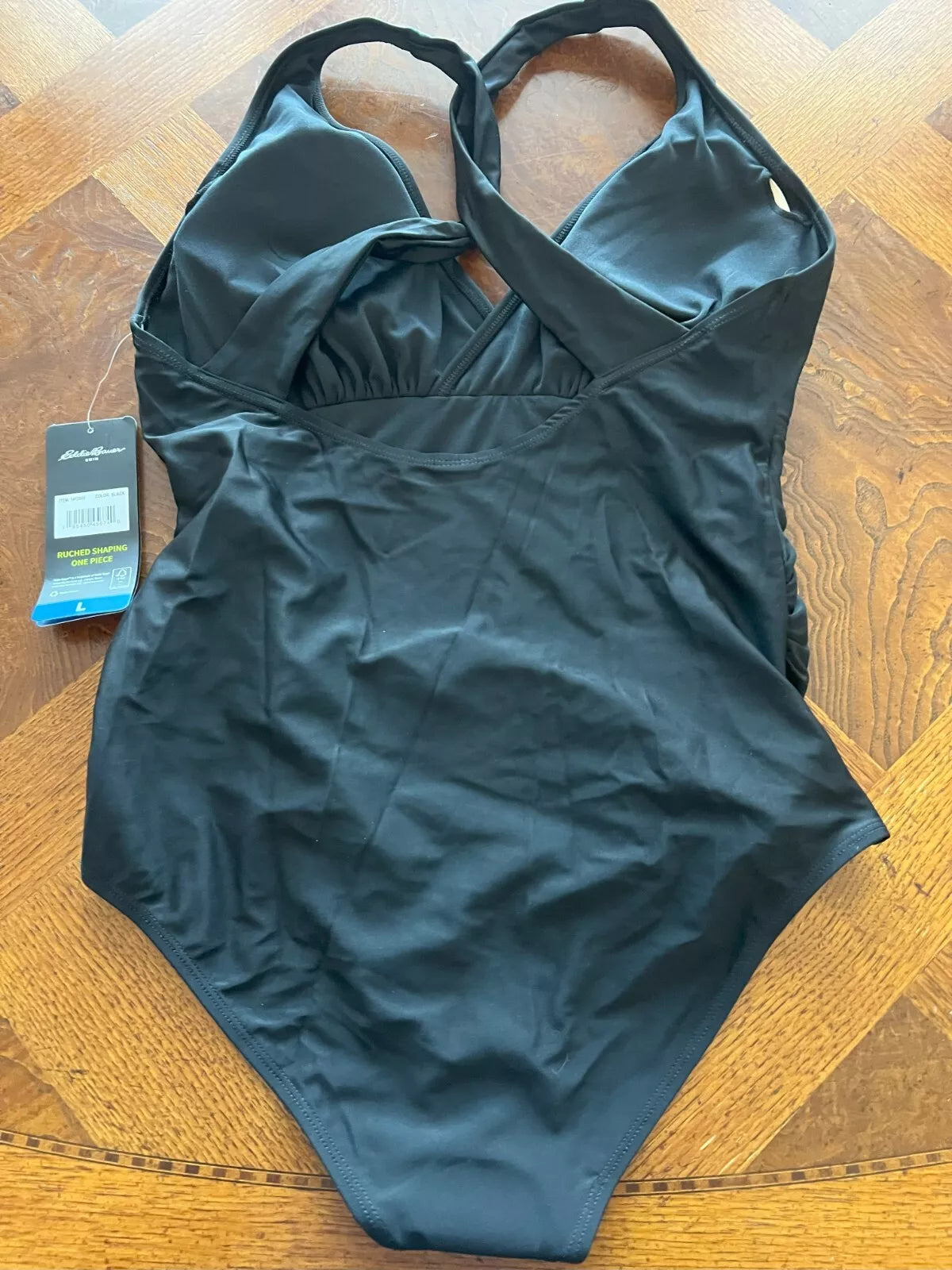 Eddie Bauer Ladies' Ruched Shaping Swimsuit with UV Protection - Black, Size S