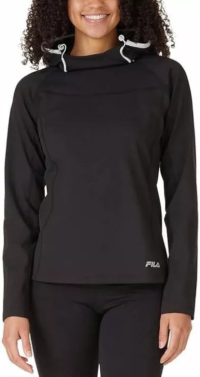 FILA Ladies' Funnel Neck Black Training Hoodie - Stylish Activewear for Women