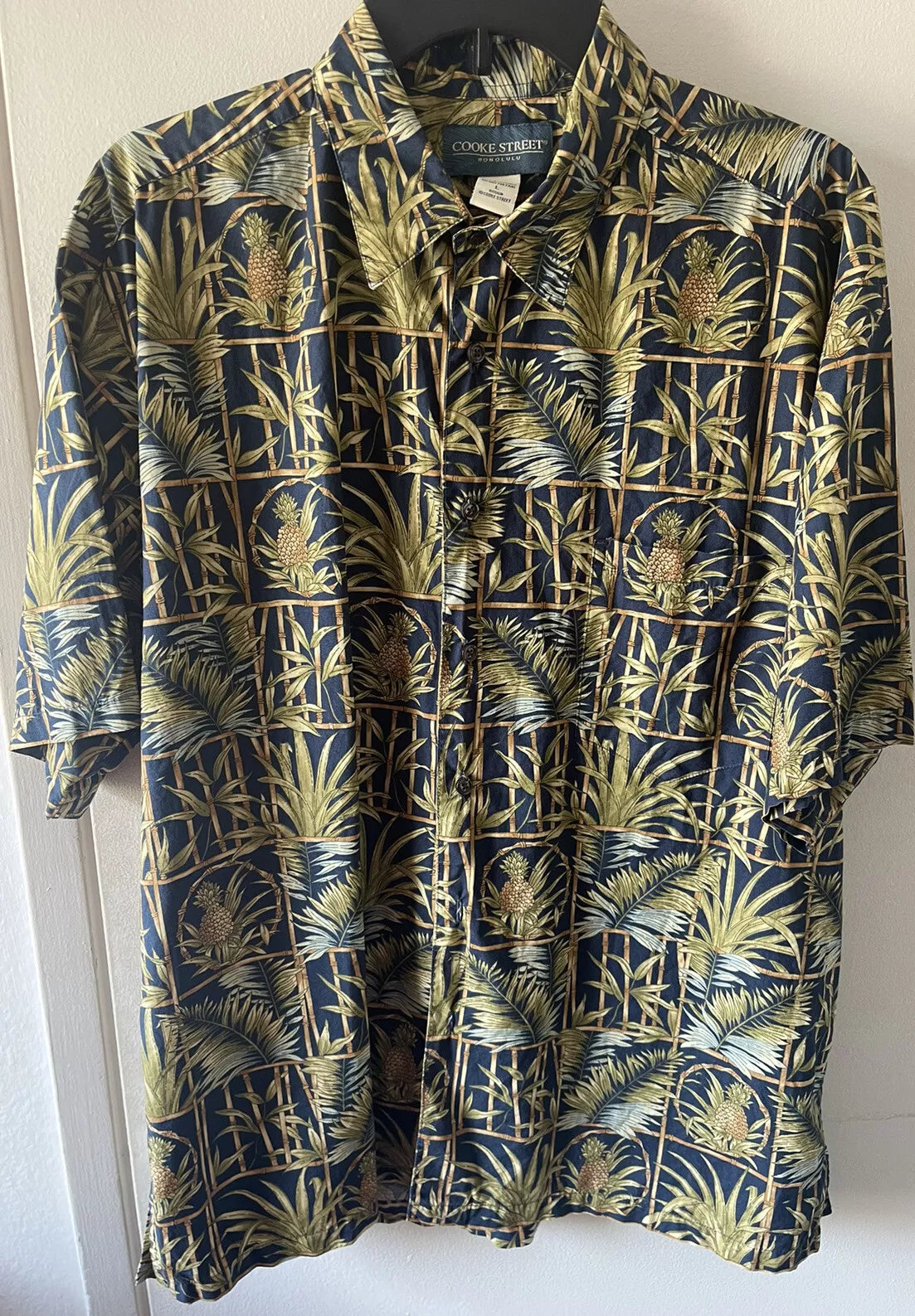 Cooke Street Men's Hawaiian Short Sleeve Button-Down Shirt | Pineapple Leaf Print Camp Shirt