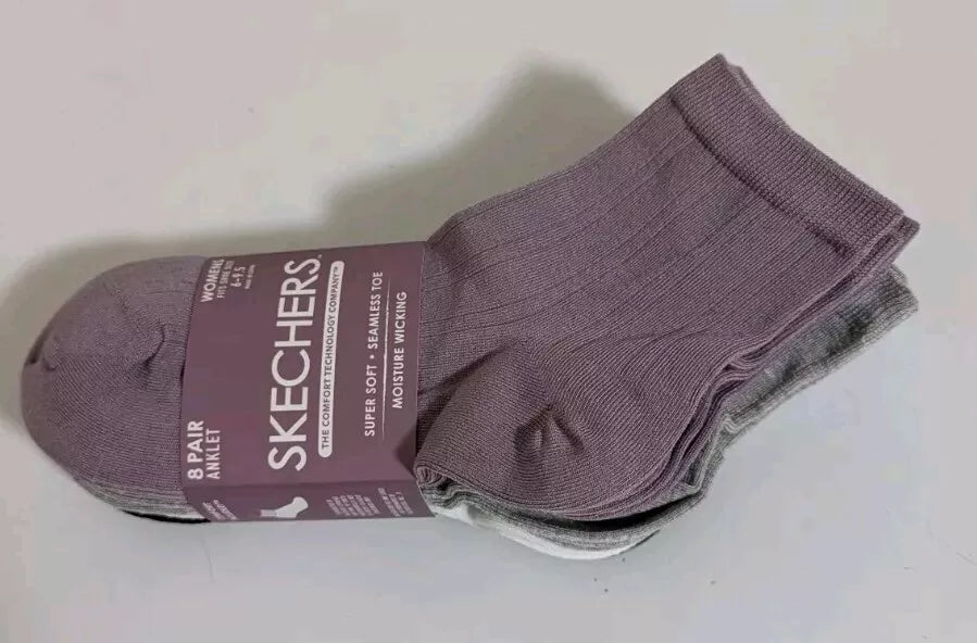 Skechers Women's 8 Pair Anklet Socks - Breathable, Cushioned, and Comfortable