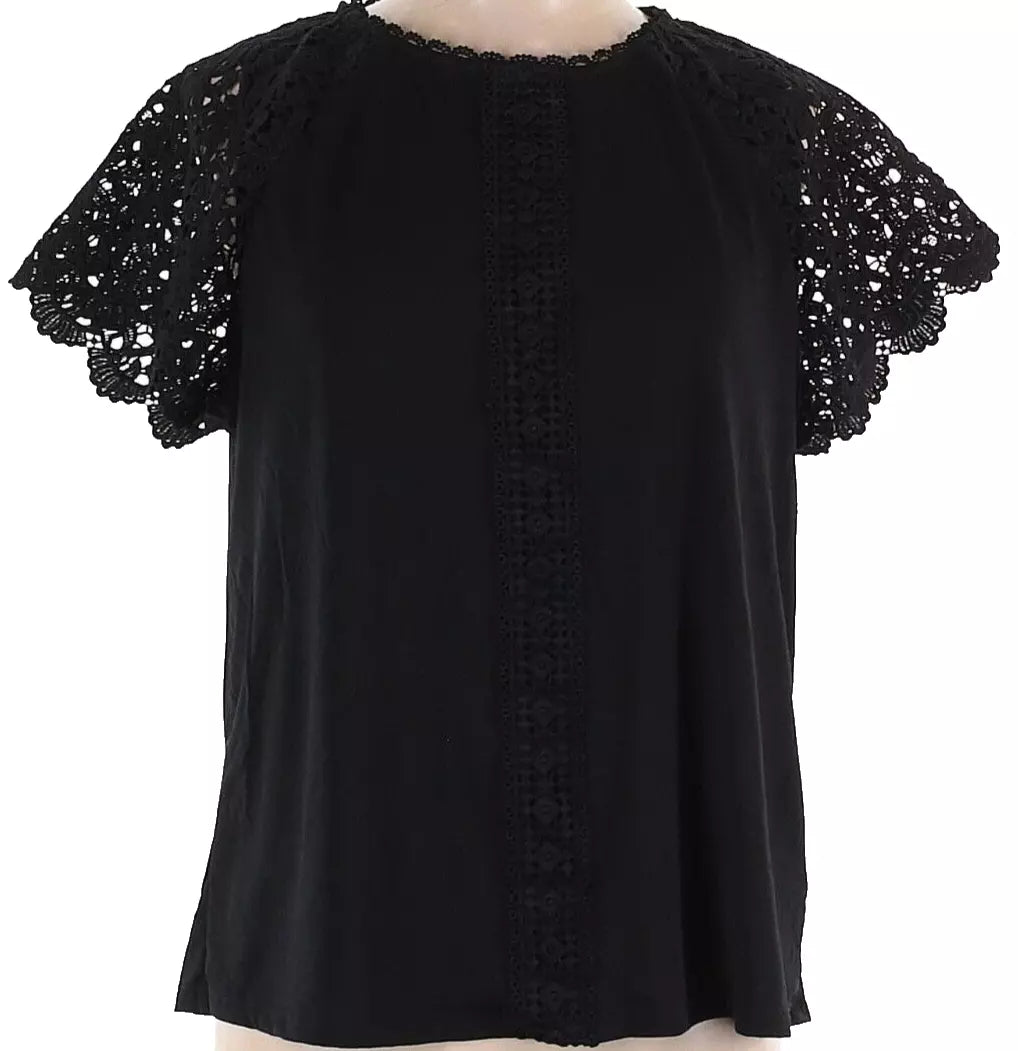 Cable & Gauge Ladies' Lace Trim Top – Elegant Women's Blouse with Delicate Detailing