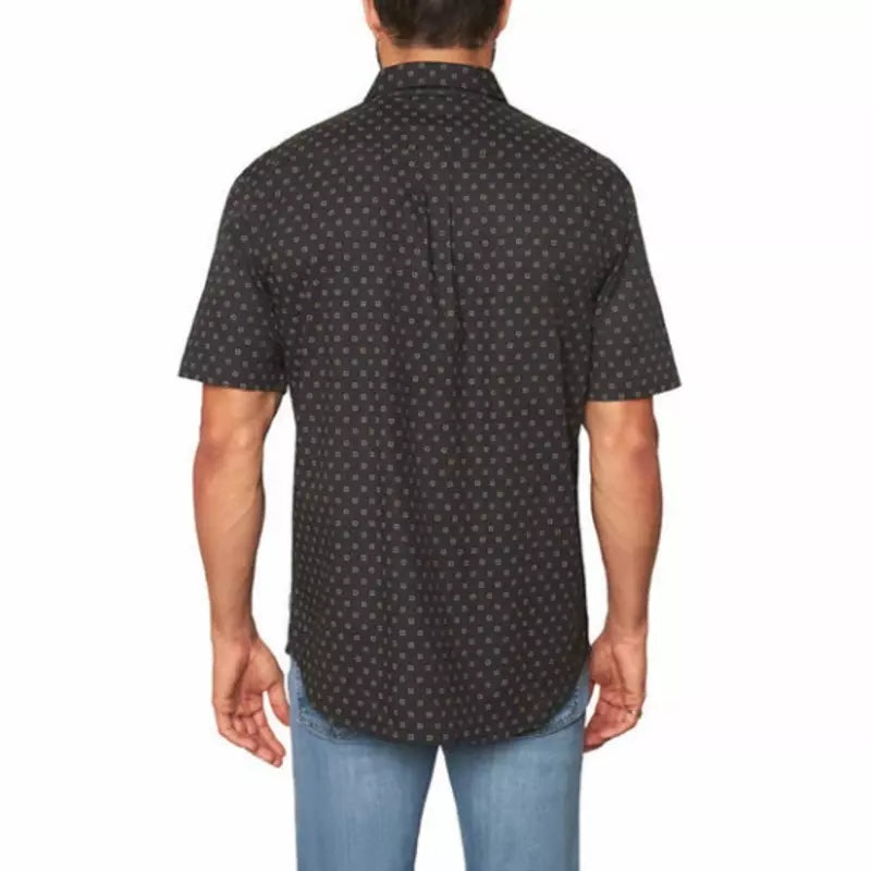 Voyager Men's Short Sleeve Woven Shirt - Casual Black Button-Up