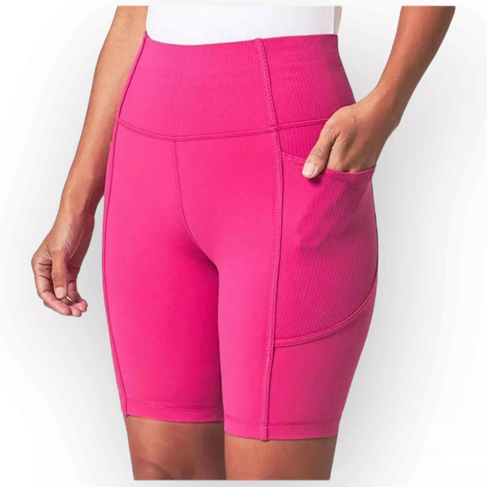 Mondetta Women's High Waist Biker Ribbed Shorts