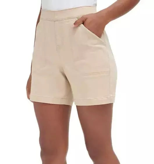 Nautica Women's Beige Chino Stretch Pull-On Shorts with Pockets