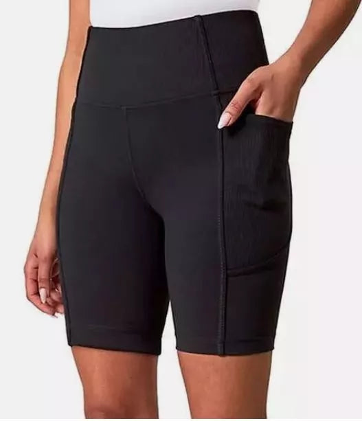 Mondetta Women's High Waist Biker Ribbed Shorts